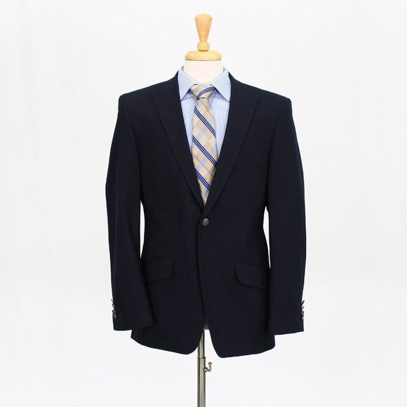 Haggar 40R Navy Solid 2-Button Sport Coat Blazer Jacket O918 - Picture 1 of 11